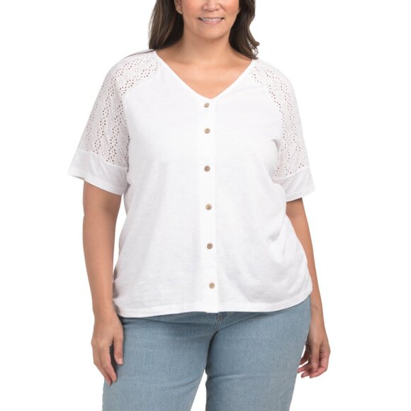 Erika | Tops | Erika White Plus Button Front Top | Poshmark